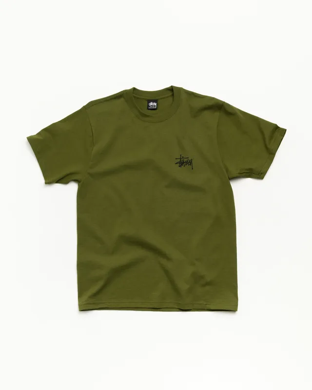 Stussy Basic Tee maglietta oliva cotone relaxed fit