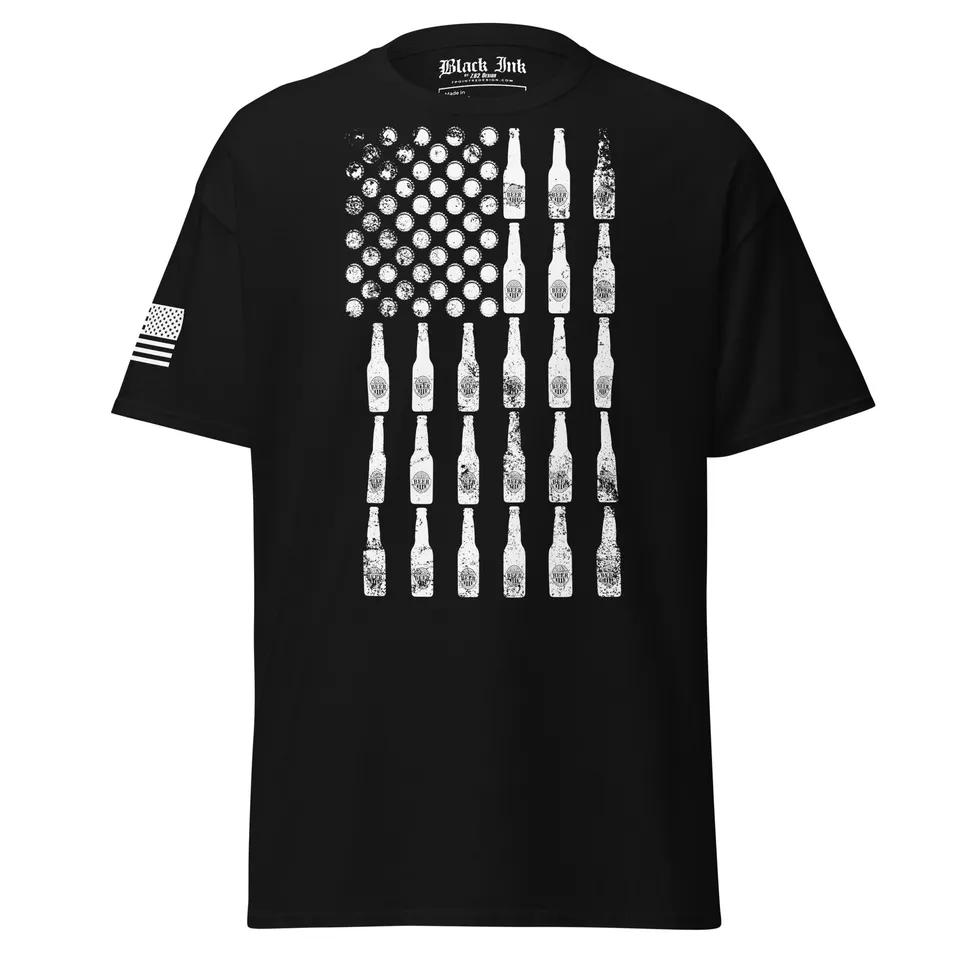 7.62 Design Beer Flag T-Shirt Uomo Cotone Nero