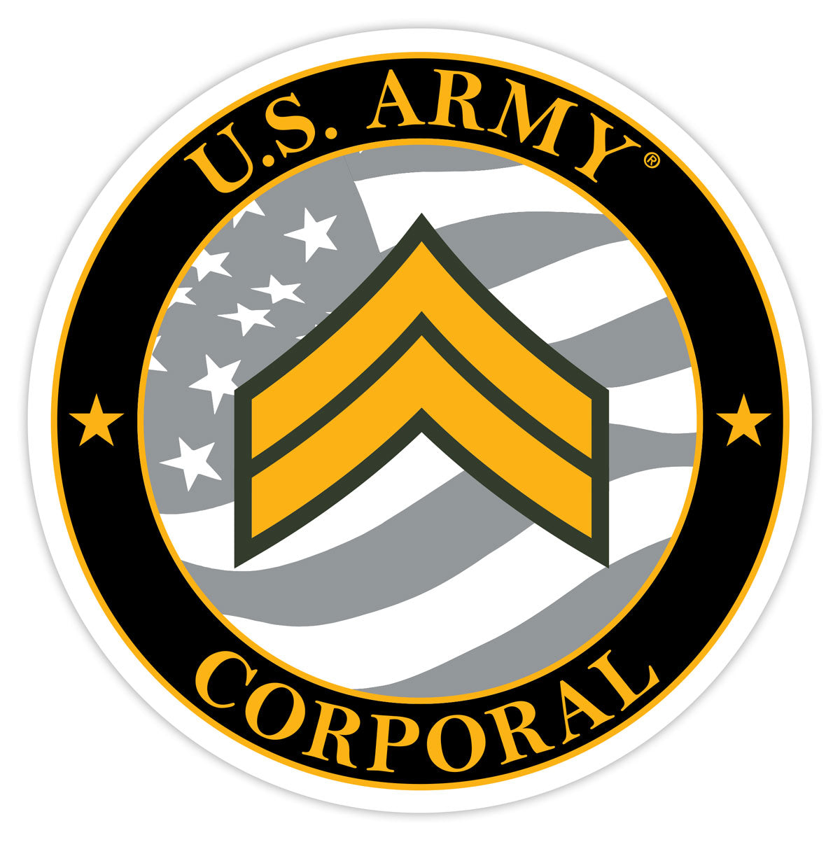 7.62 Design E-4 Corporal decal auto 3,5" US Army