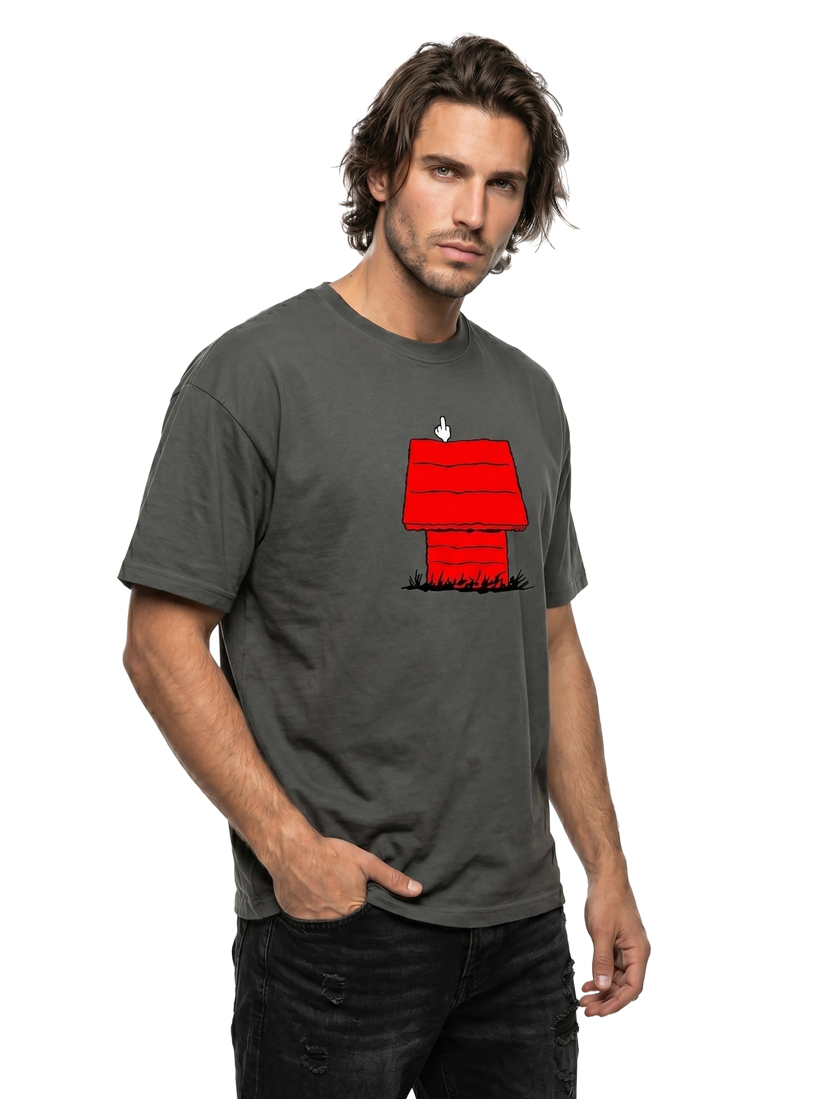 MAKAYA Dog T-Shirt Uomo Stampa Cane 100% Cotone