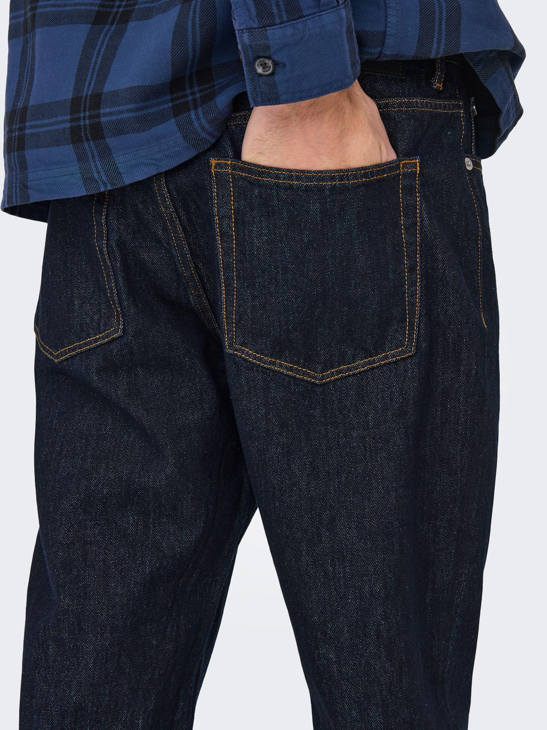 Only & Sons Onsedge Straight Jeans Uomo 30W/32L Blu Denim