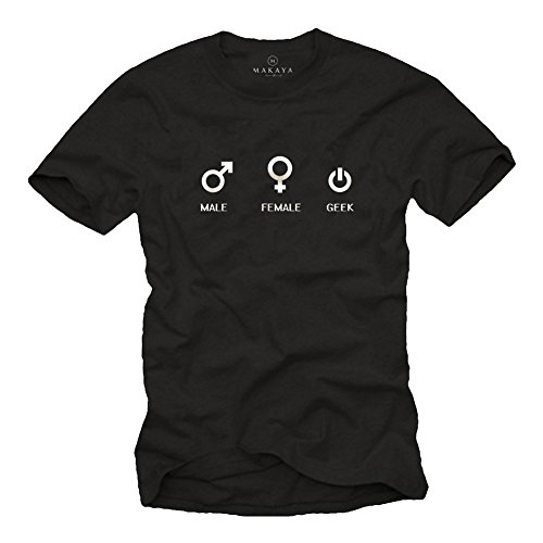 MAKAYA Male Female T-Shirt Uomo Cotone Nerd Taglia S