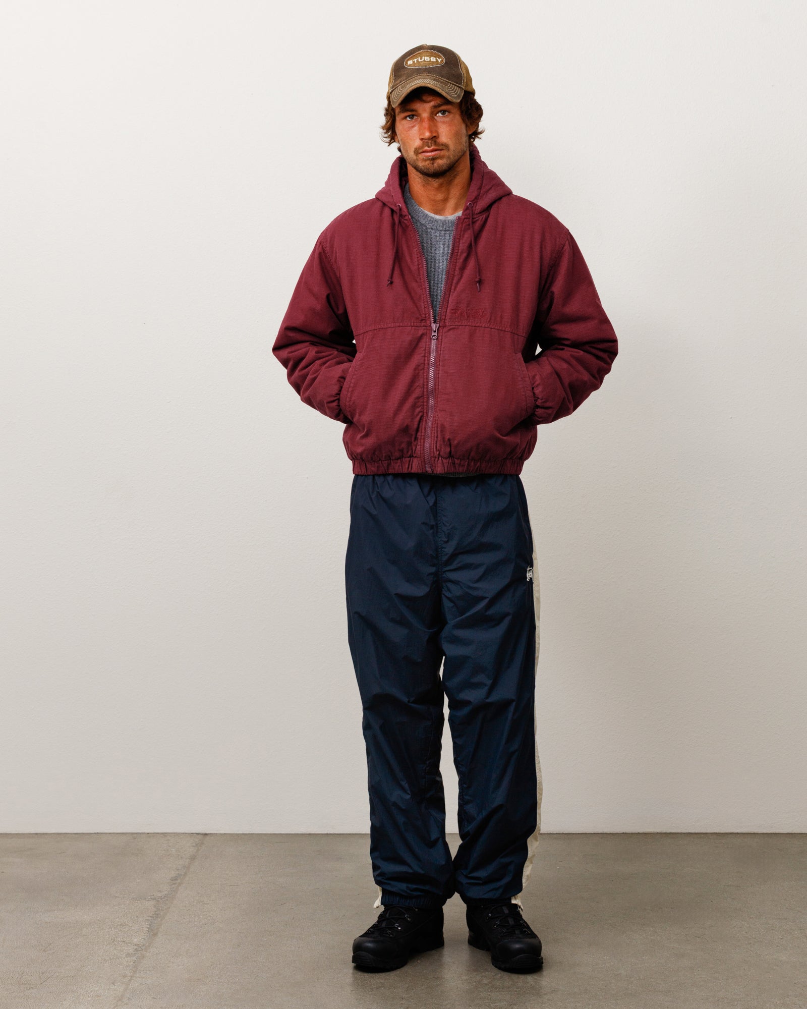 Stussy Ripstop Work Jacket giacca bordeaux imbottita