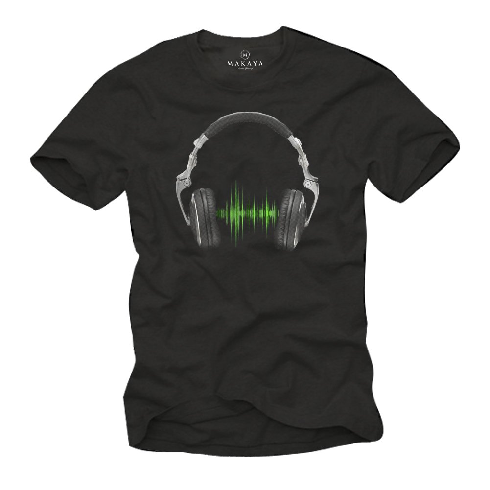 MAKAYA Cuffie T-Shirt Uomo Cotone Musica Elettronica L