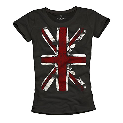 Makaya Union Jack T-Shirt Donna Cotone Nera Taglia M