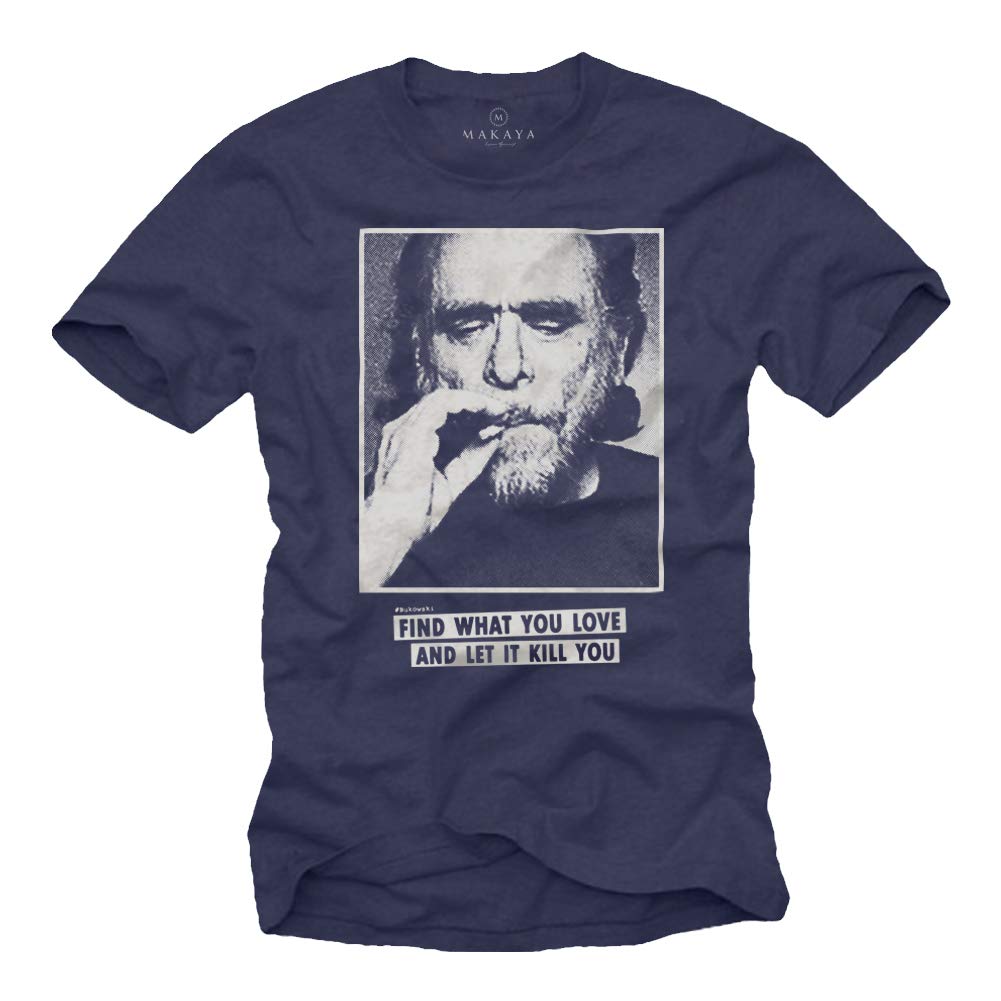 MAKAYA T-Shirt Uomo Bukowski maglietta S-5XL cotone
