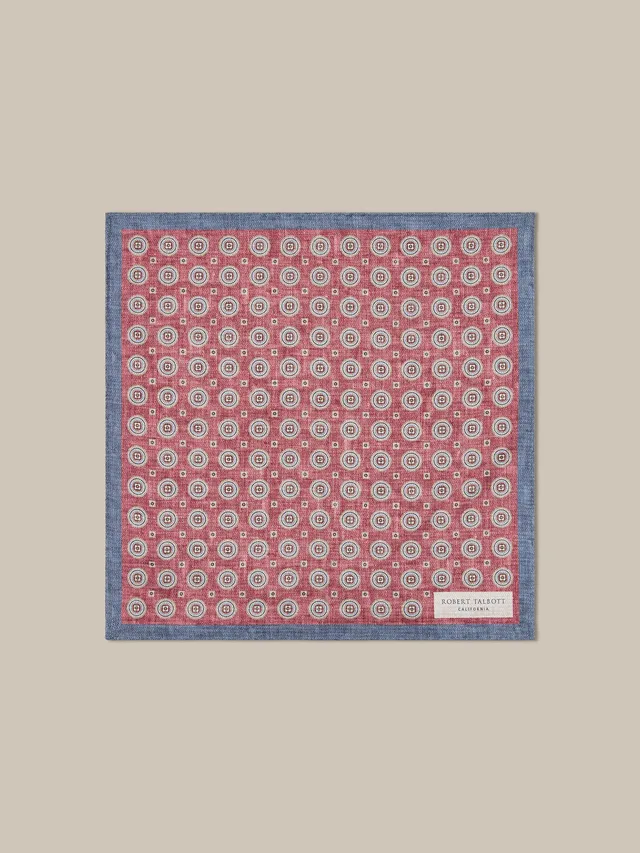Robert Talbott Colton pochette seta rossa reversibile paisley