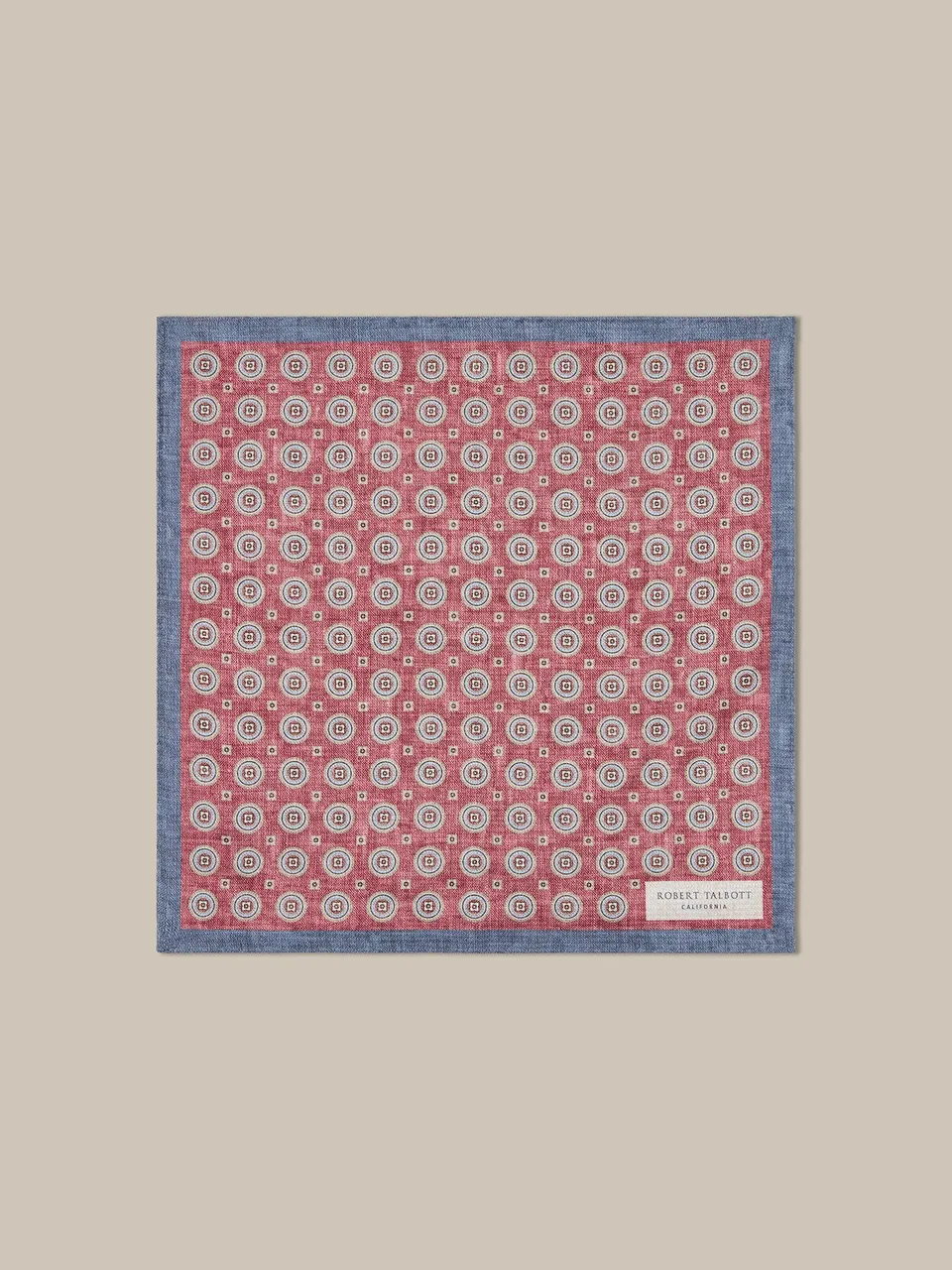 Robert Talbott Colton pochette seta rossa reversibile paisley