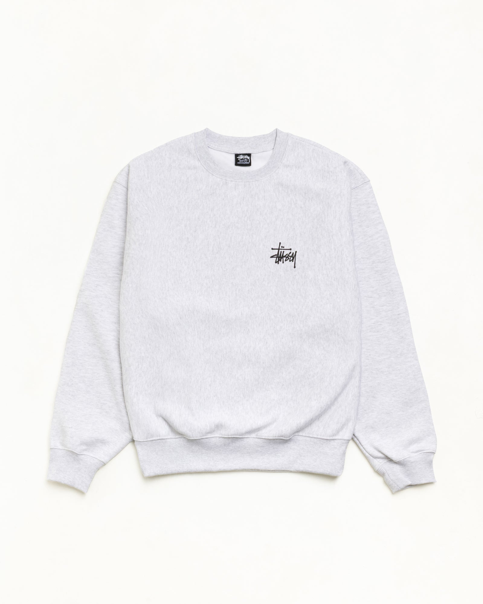 Stussy Basic Crew felpa girocollo ash heather misto cotone