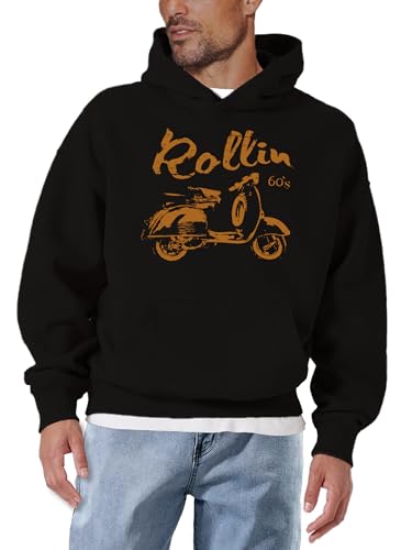MAKAYA Felpa con cappuccio Rollin 60's nera 3XL