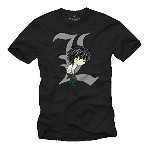 Makaya Death by Ryuk T-Shirt Uomo Nera Cotone Anime
