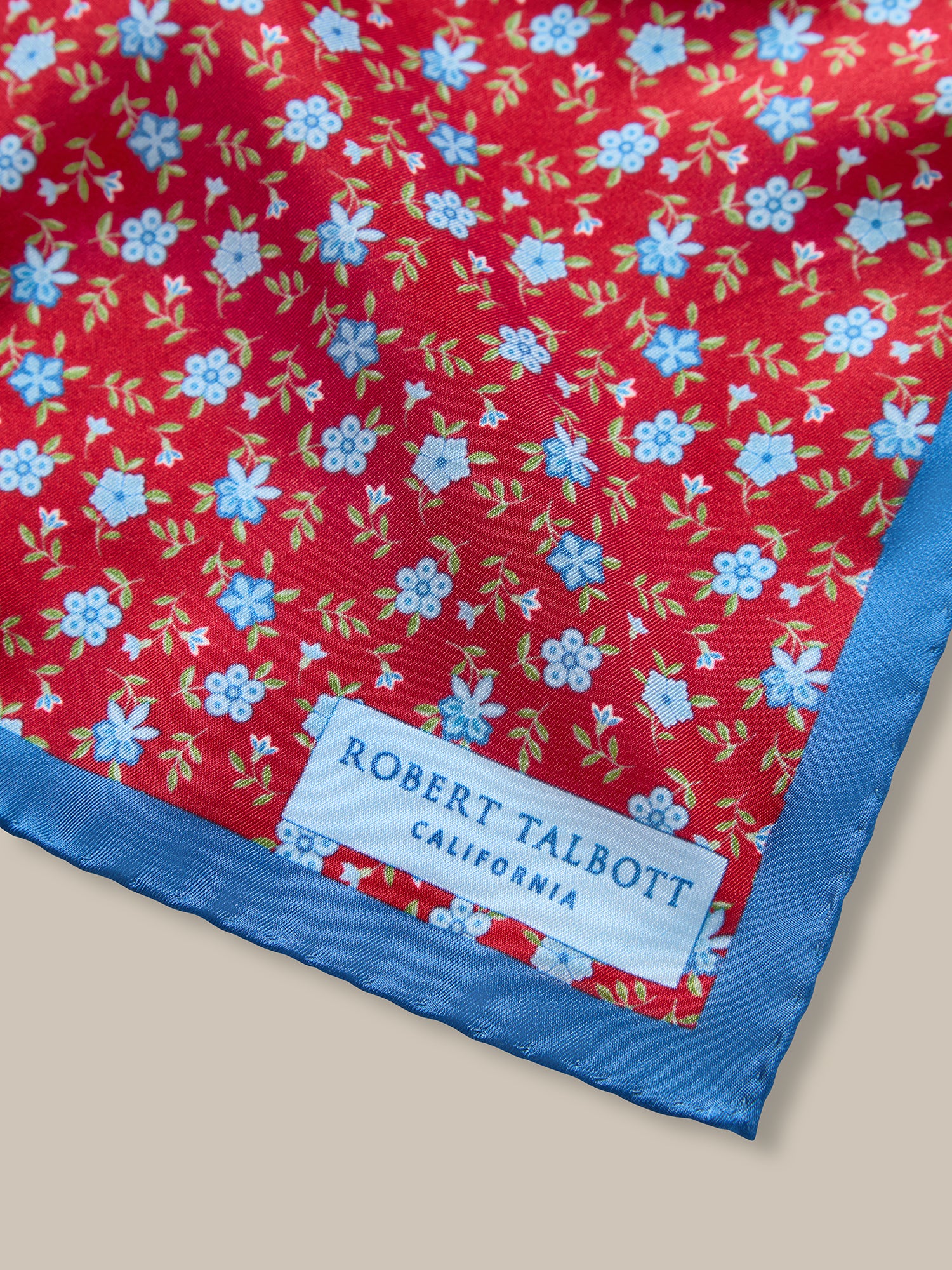 Robert Talbott York Pochette Seta Floreale Rosso