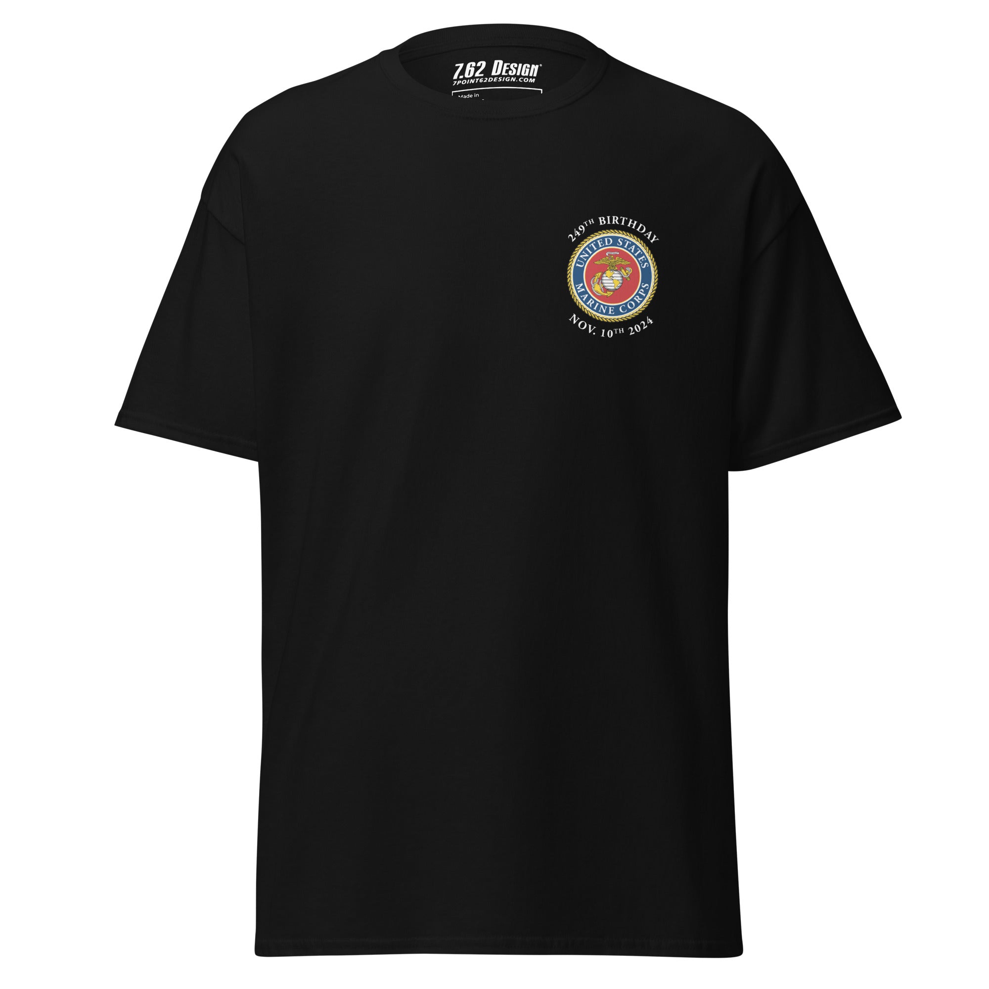 7.62 Design USMC 249th Birthday T-Shirt maglietta nero cotone