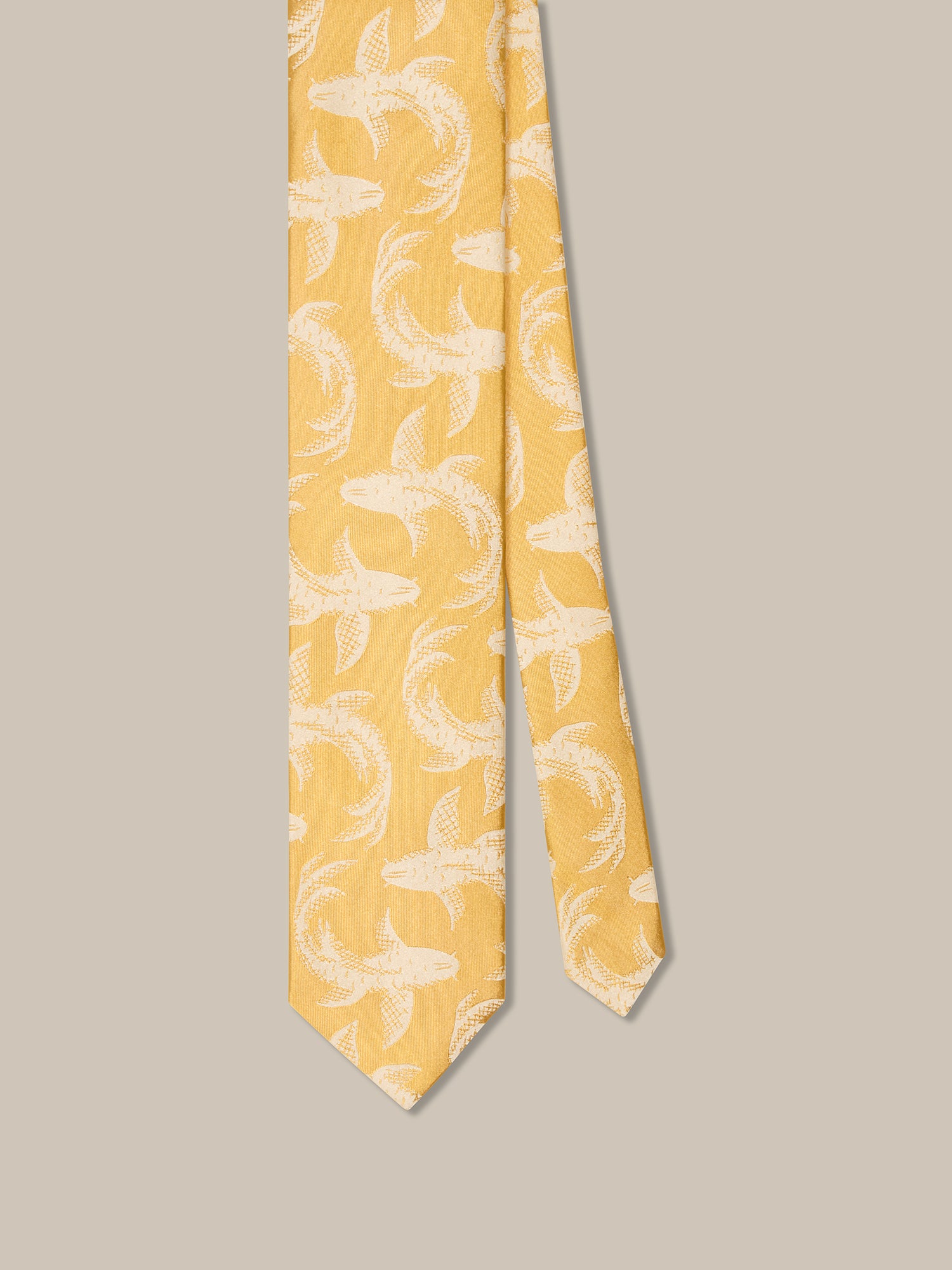 Robert Talbott Koi Fish Jacquard cravatta seta oro REG