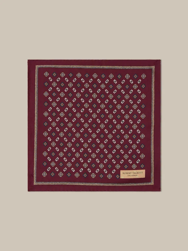 Robert Talbott Collins fazzoletto bordeaux medaglione seta