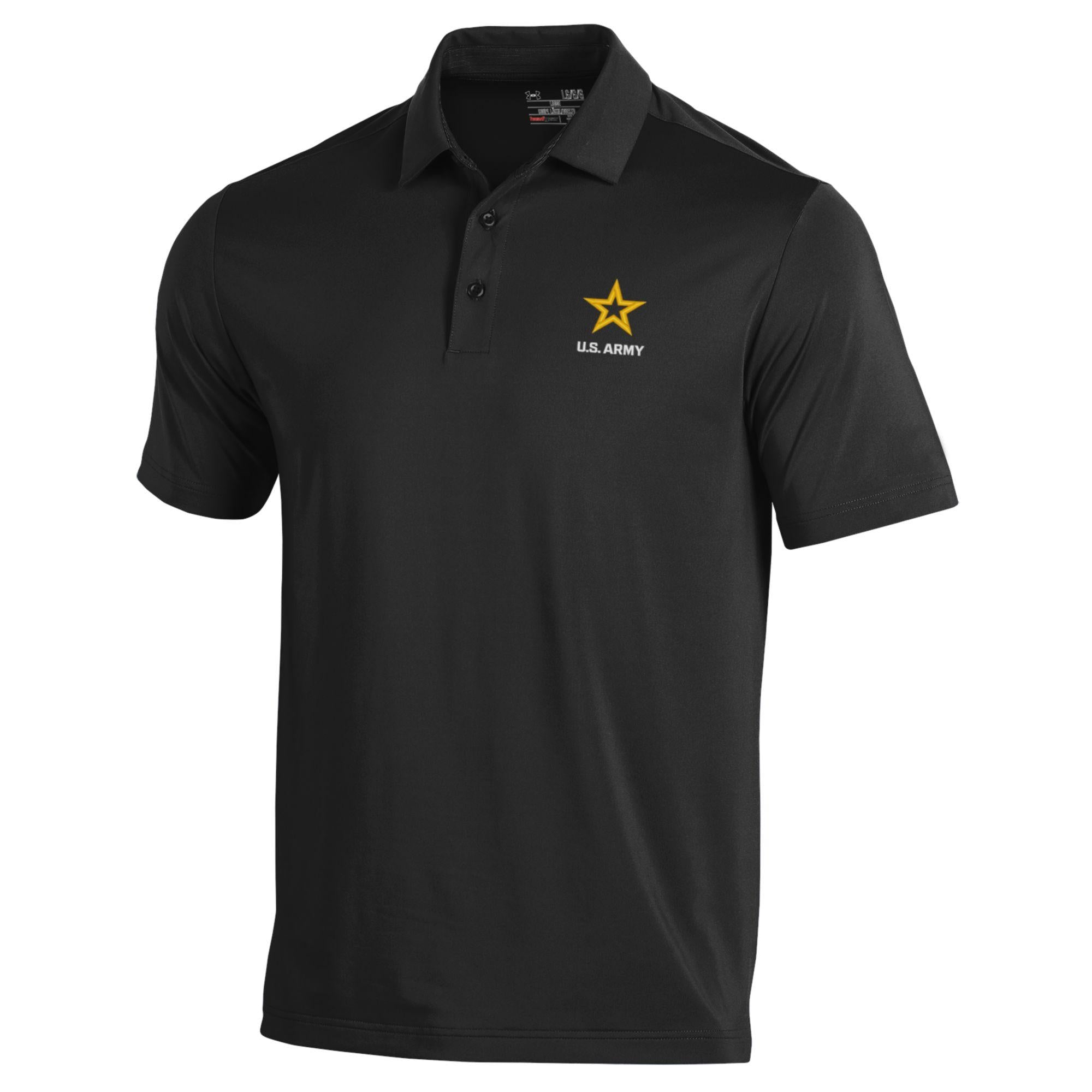 Under Armour US Army T2 Polo uomo nera tecnico elasticizzato