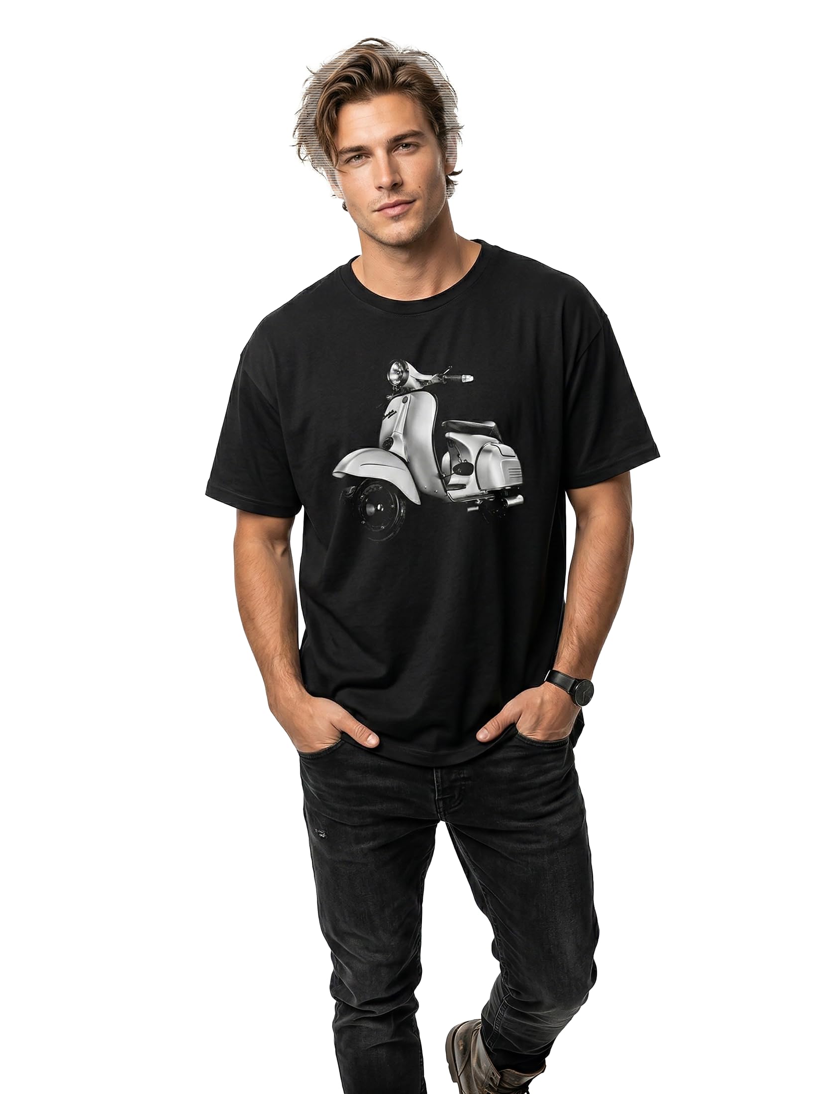 MAKAYA Special 125 T-Shirt Uomo Moto Vintage 100% Cotone