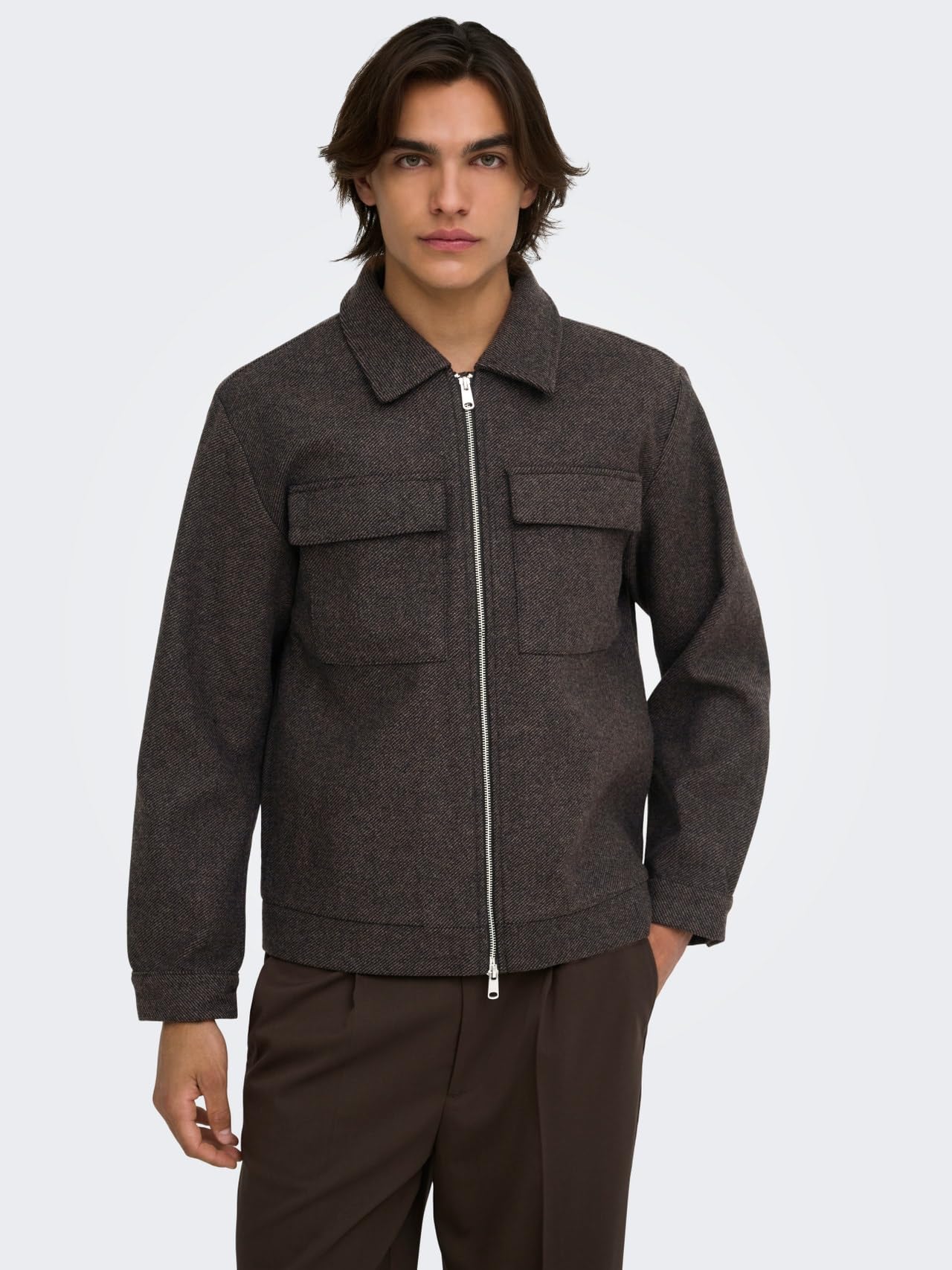 Only & Sons Onsrush Giacca Lana S Grigio Scuro Mélange Uomo