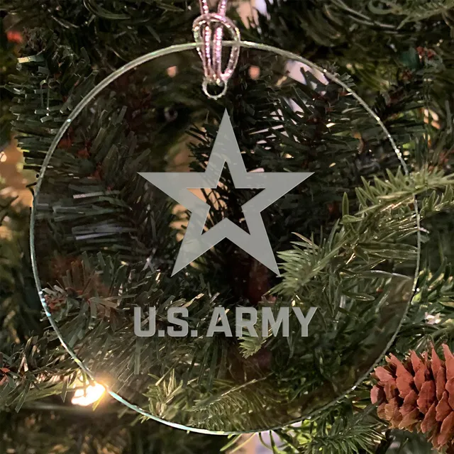7.62 Design Army pallina natale vetro 7,6 cm incisa USA