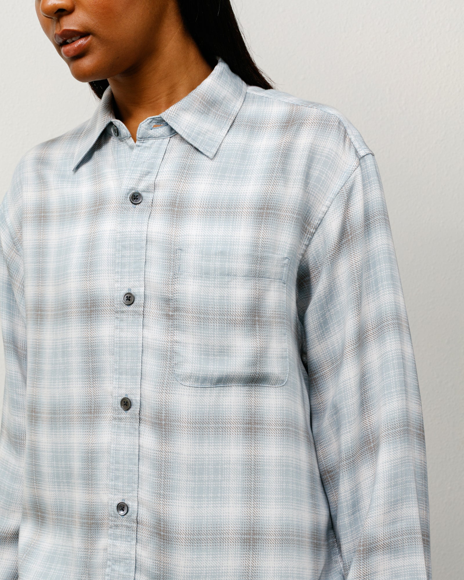 Stussy Matthew Printed camicia Light Blue Tencel