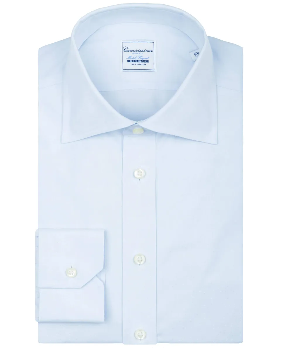Camicissima Non Iron camicia uomo azzurra slim 100% cotone