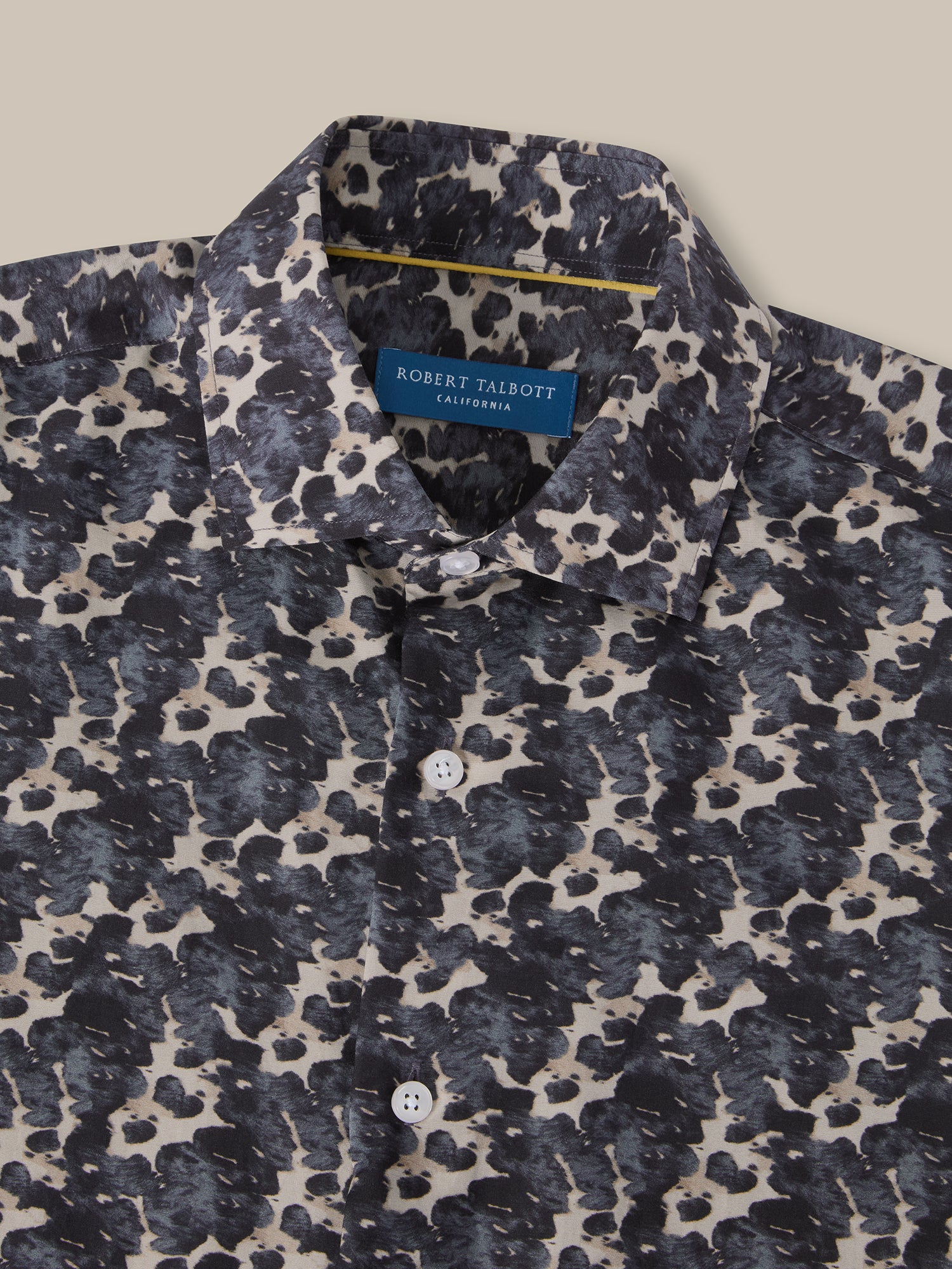 Robert Talbott Reynolds Camicia Seta Nero Fantasia Cow