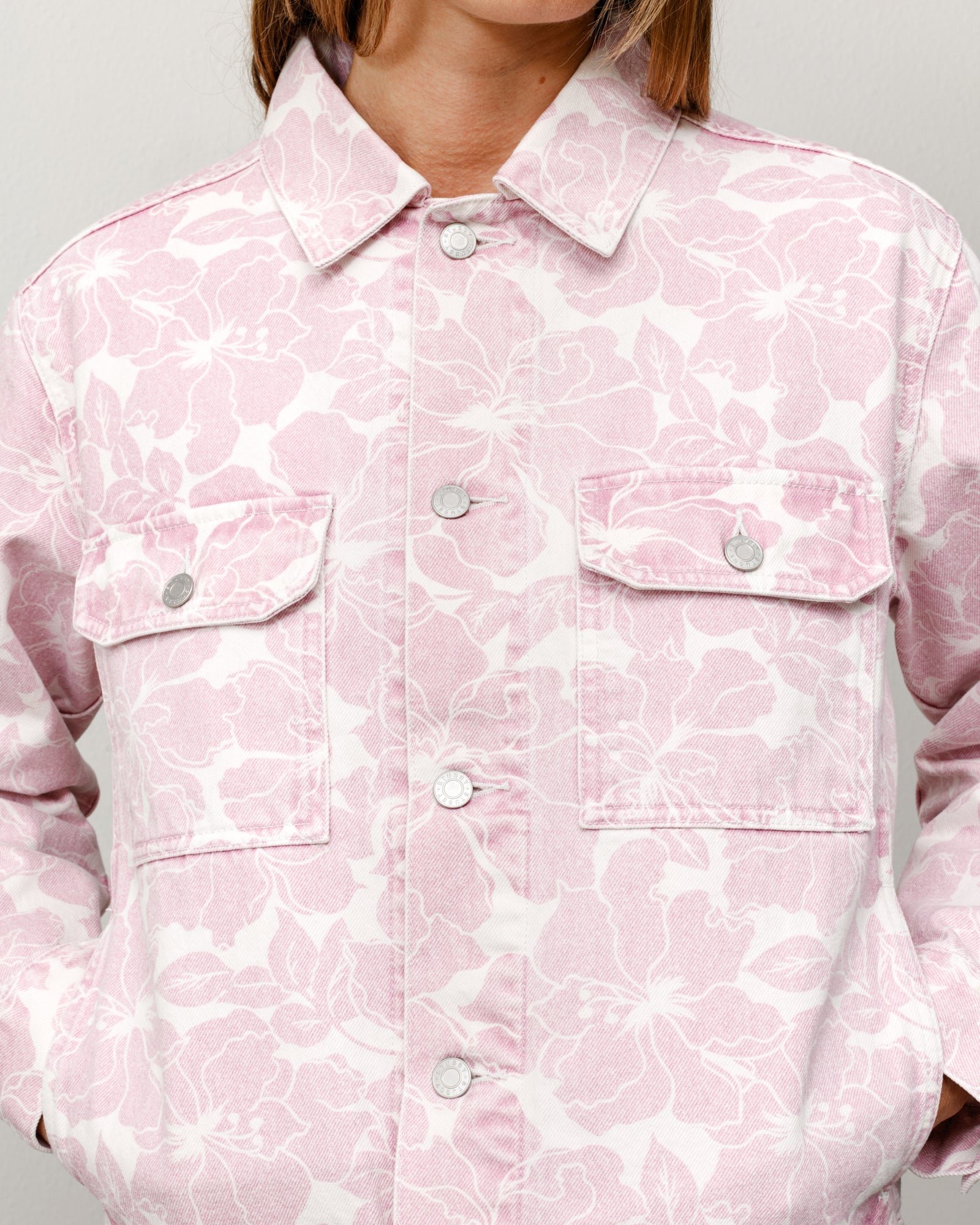 Stussy Denim Trucker giacca jeans Pink Hawaiian