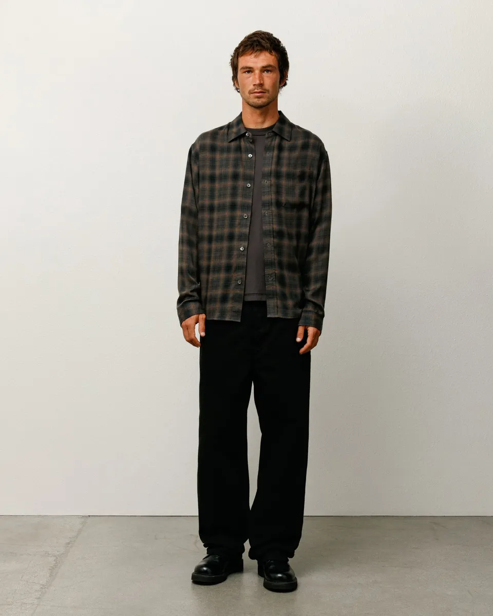 Stussy Matthew Printed Shirt camicia marrone Tencel