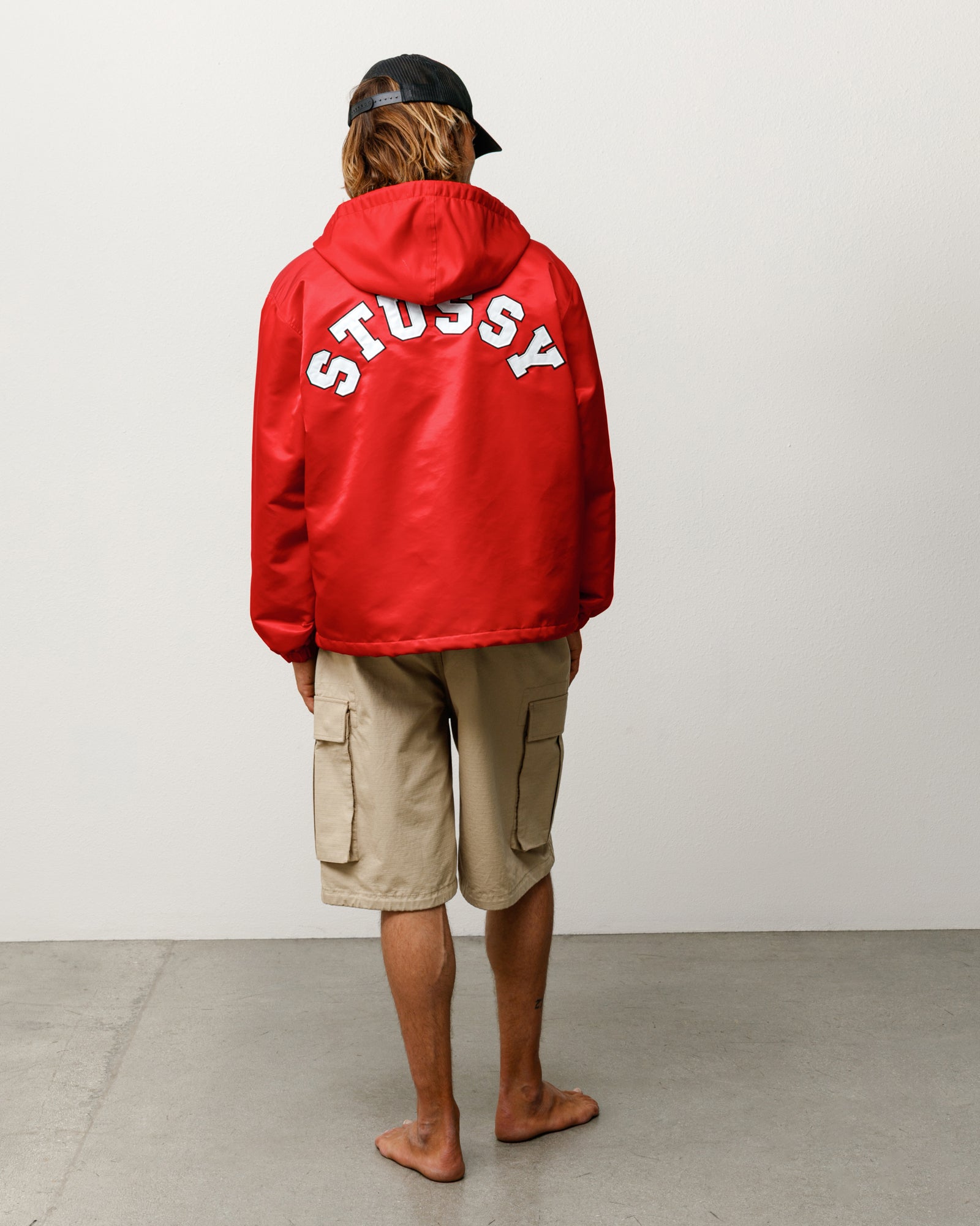 Stussy Hooded Coaches Jacket giacca nylon Red