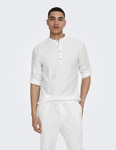 Only & Sons Onscaiden Camicia uomo bianca XL lino
