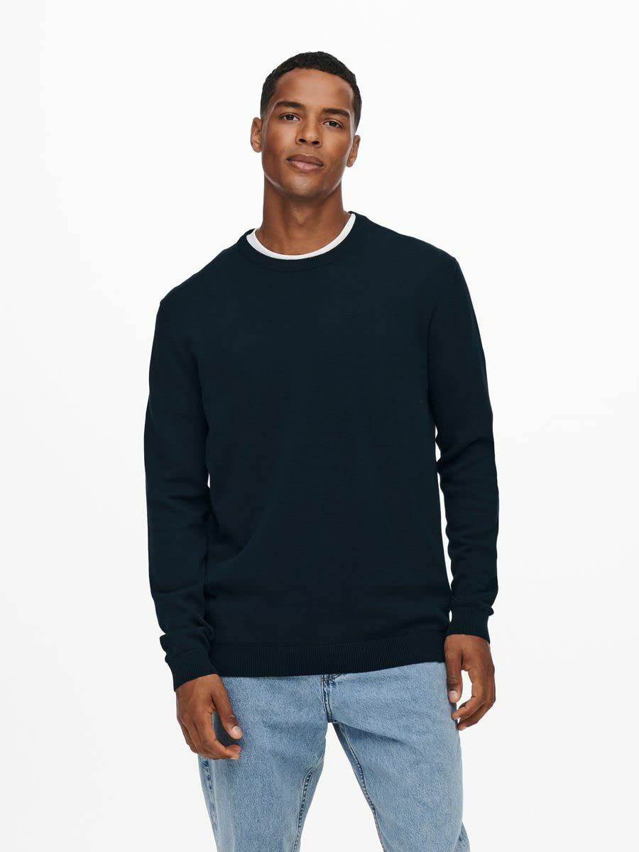 Only & Sons Maglieria Maglione Uomo Navy Scuro Lavorato a Maglia