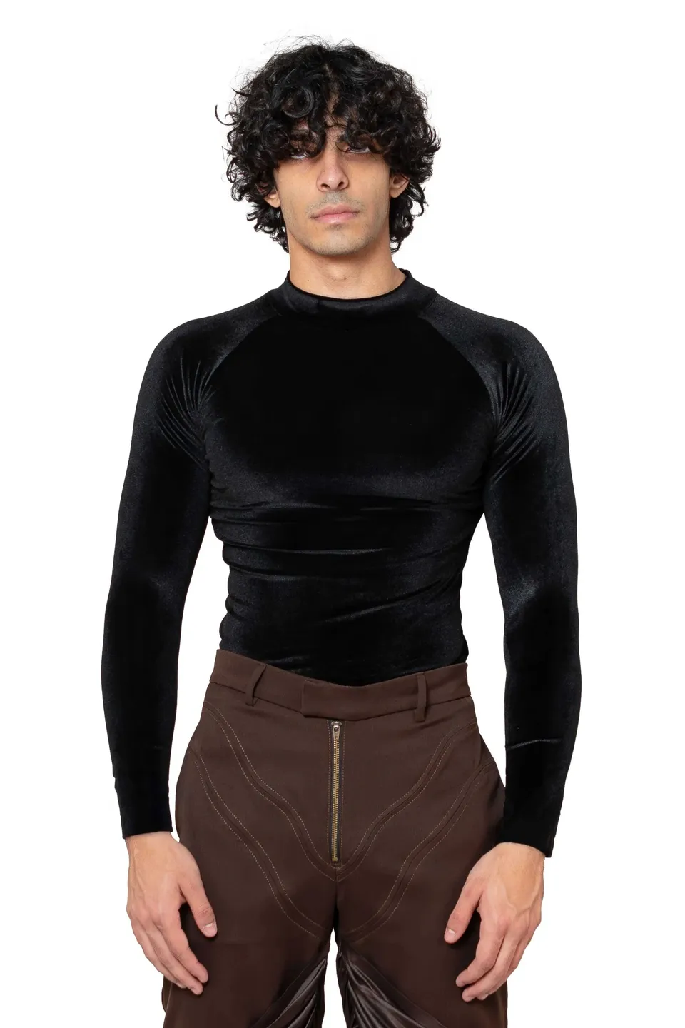Trashy Clothing Ogal Velvet top velluto nero manica lunga