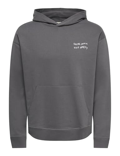 ONLY & SONS Onstroy Felpa Cappuccio Uomo Relaxed Grigio