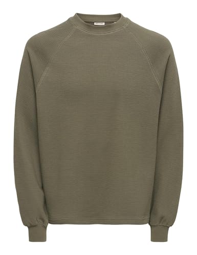 ONLY & SONS Onsverratti Felpa Uomo M Girocollo Waffle Relaxed