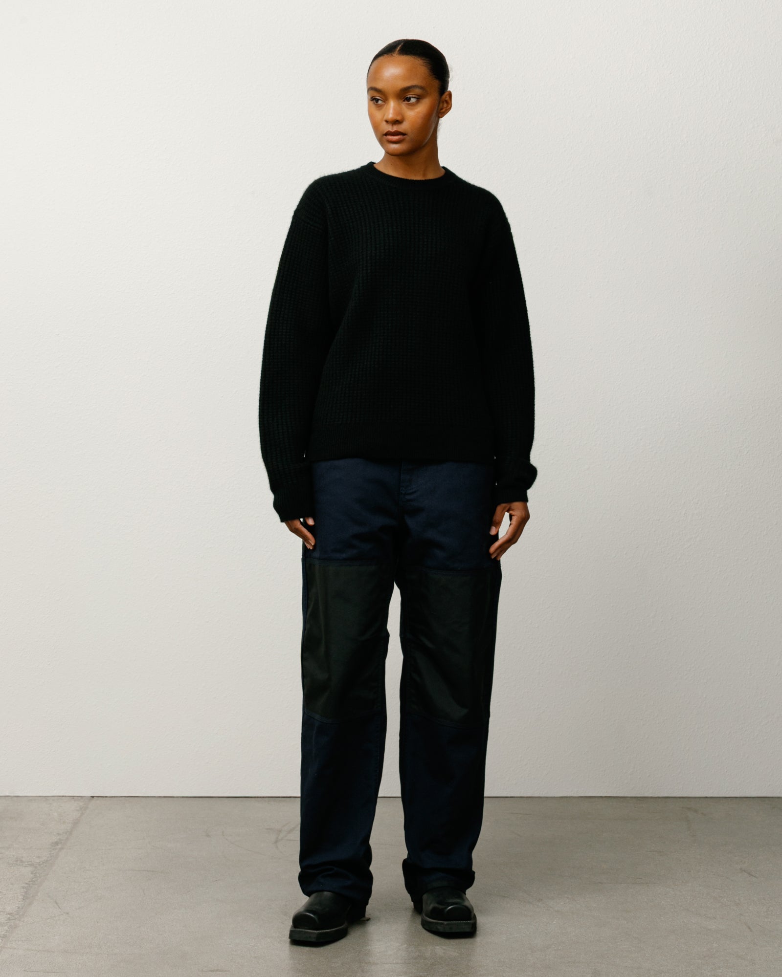 Stussy Waffle Cashmere Sweater maglione nero cachemire