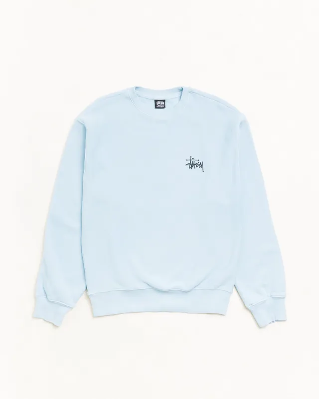 Stussy Sweats Basic Crew felpa Sky Blue 100% cotone 450gsm