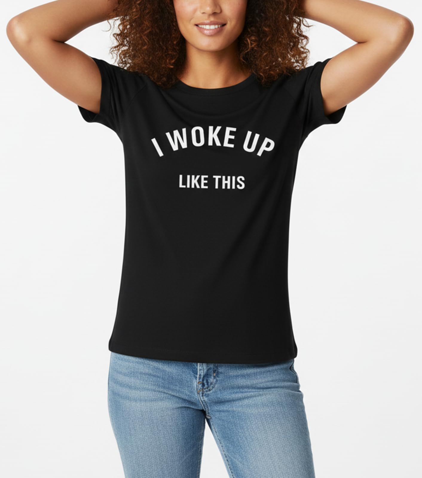MAKAYA T-Shirt Donna Maglietta Cotone Swag Woke Up Like This L