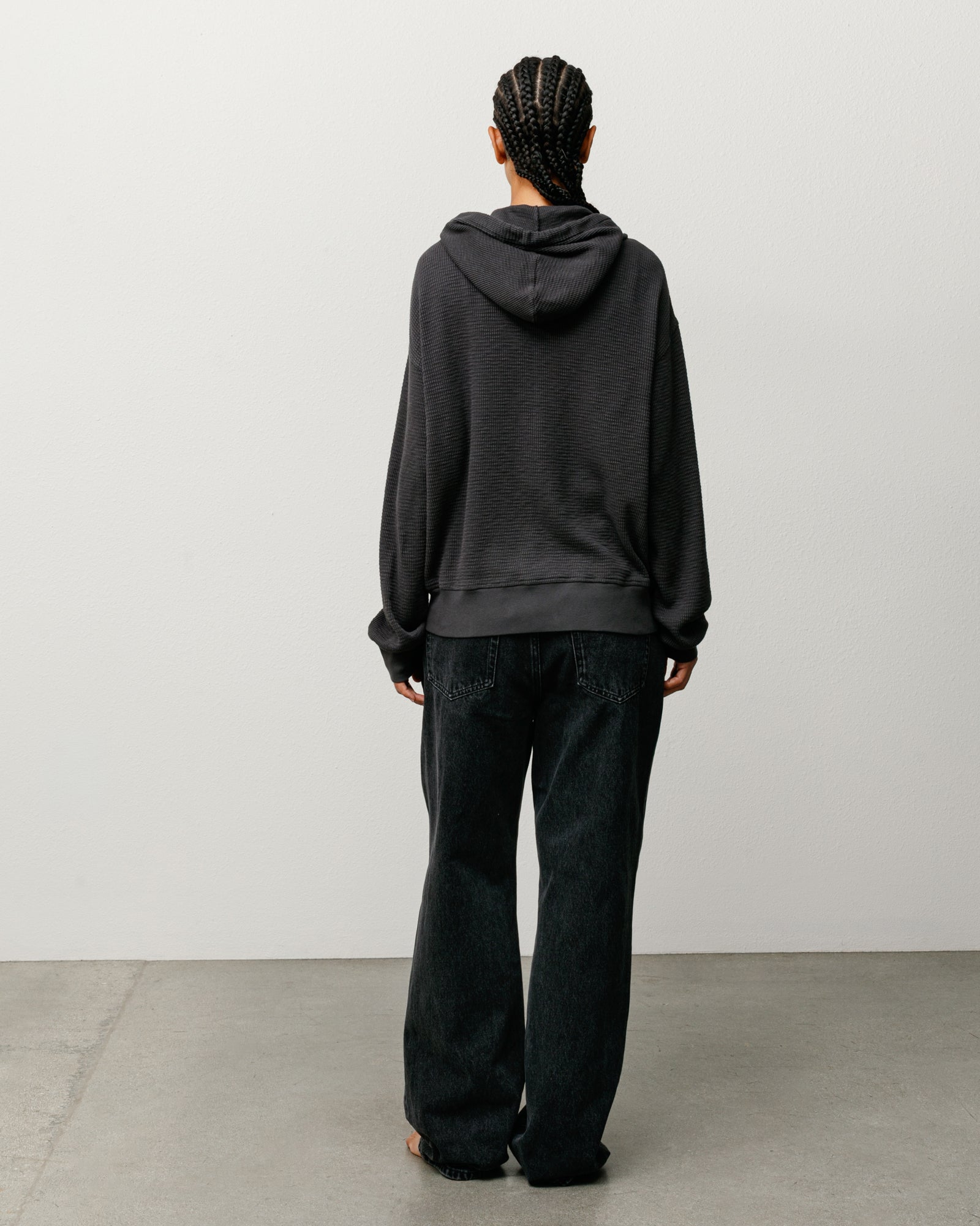 Stussy Thermal Hoodie felpa Faded Black termica
