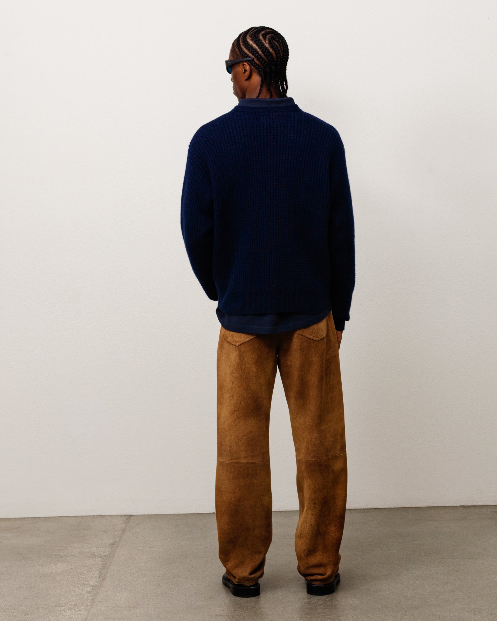 Stussy Waffle Cashmere Maglione Deep Navy 100% cachemire
