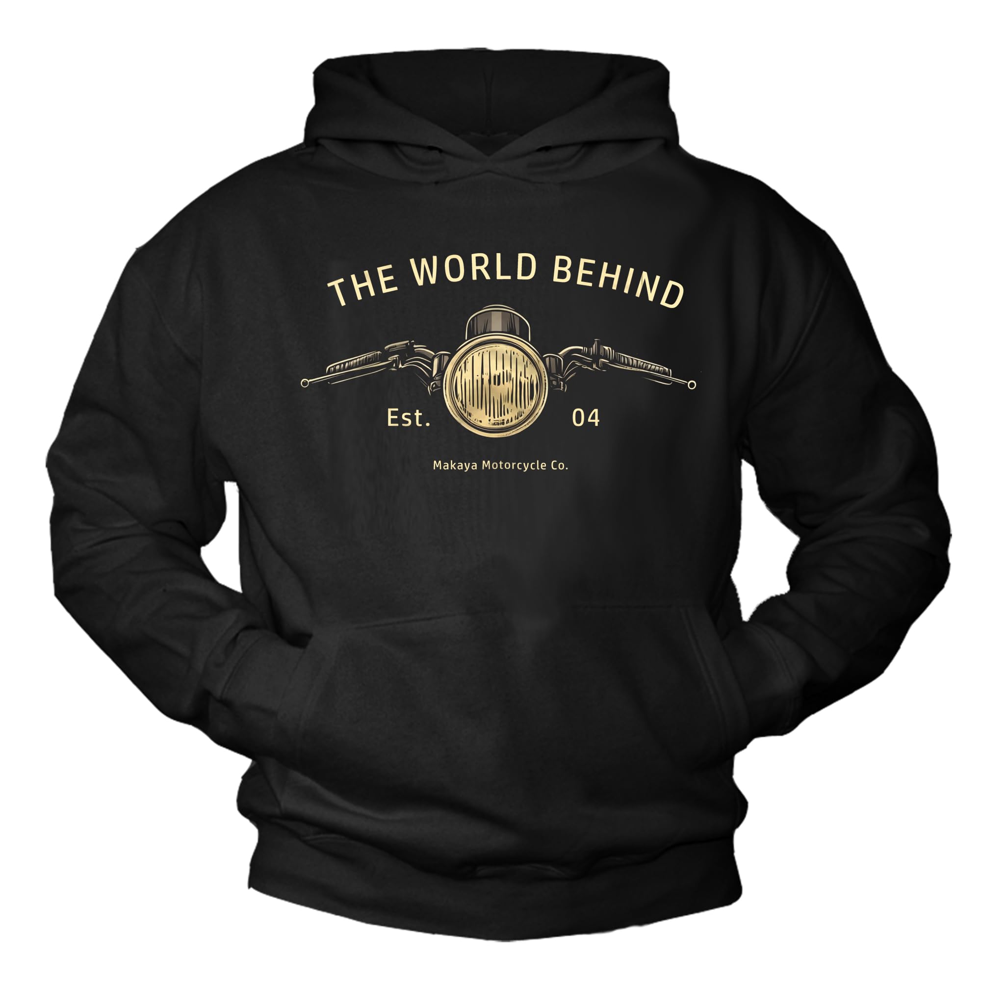 MAKAYA Felpa con Cappuccio Uomo Biker Cafe Racer hoodie M