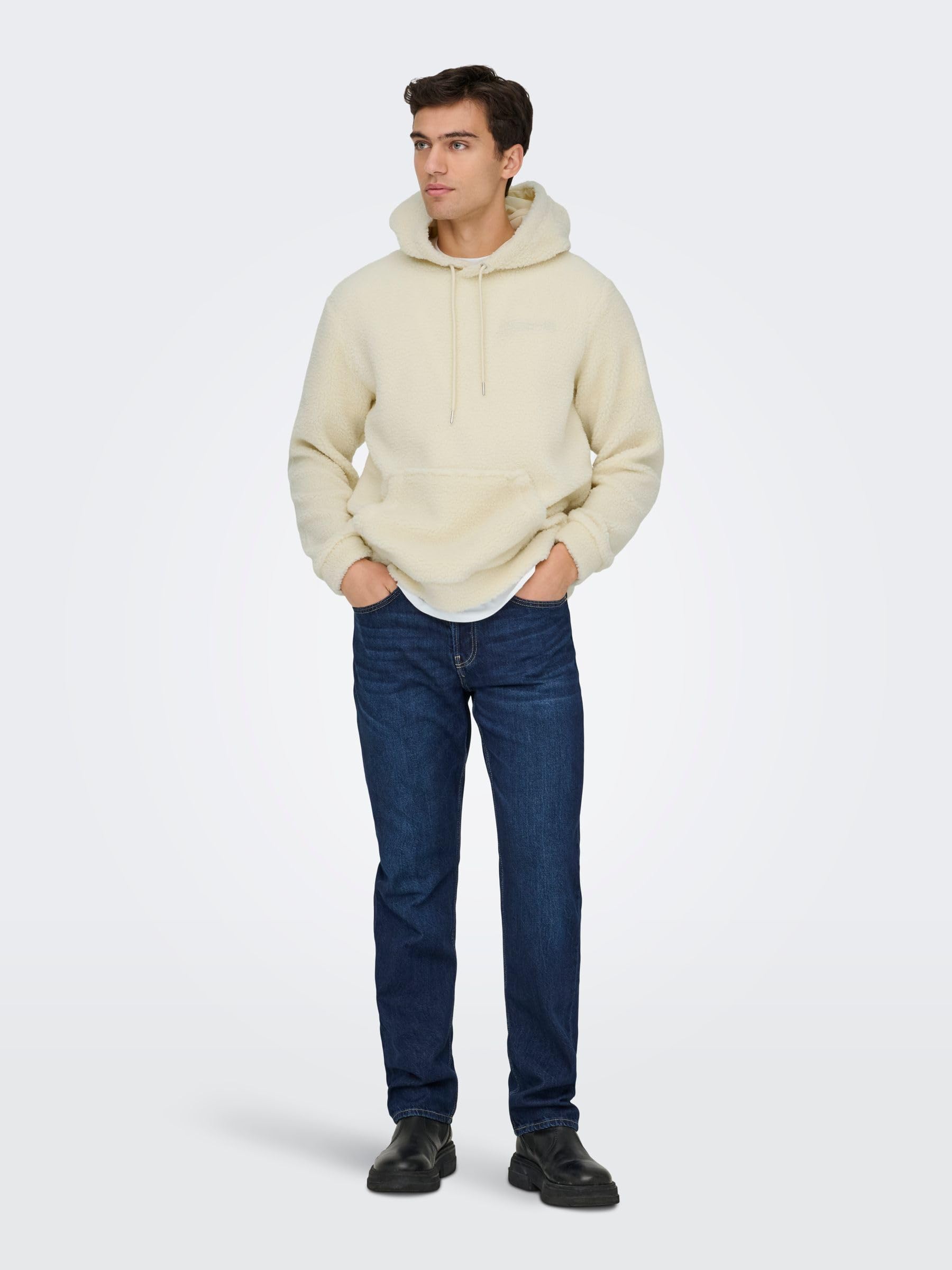 Only & Sons Onsremy Felpa con Cappuccio Teddy Uomo Regular