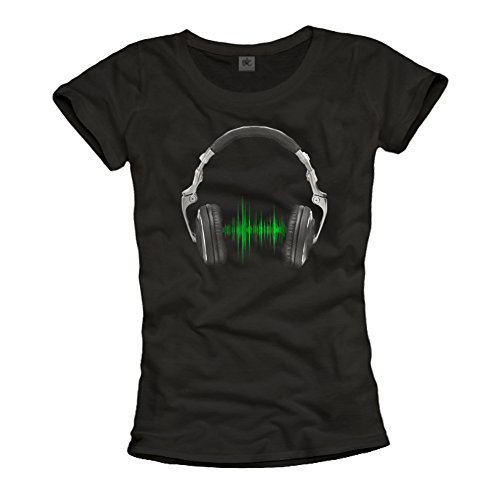 MAKAYA Musica Hip Hop Cuffie T-Shirt Donna L 100% Cotone
