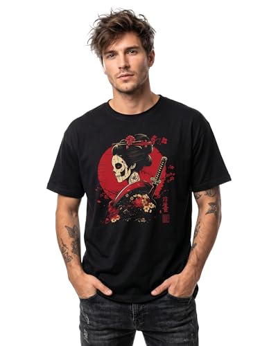 MAKAYA T-Shirt Uomo Kanji Samurai Guerriero maglietta XXL cotone