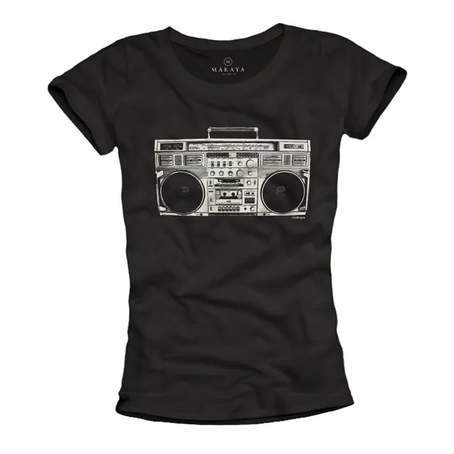 MAKAYA T-Shirt Donna Vintage Hip Hop Maglietta S Cotone