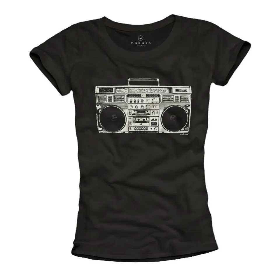 MAKAYA T-Shirt Donna Vintage Hip Hop Maglietta S Cotone