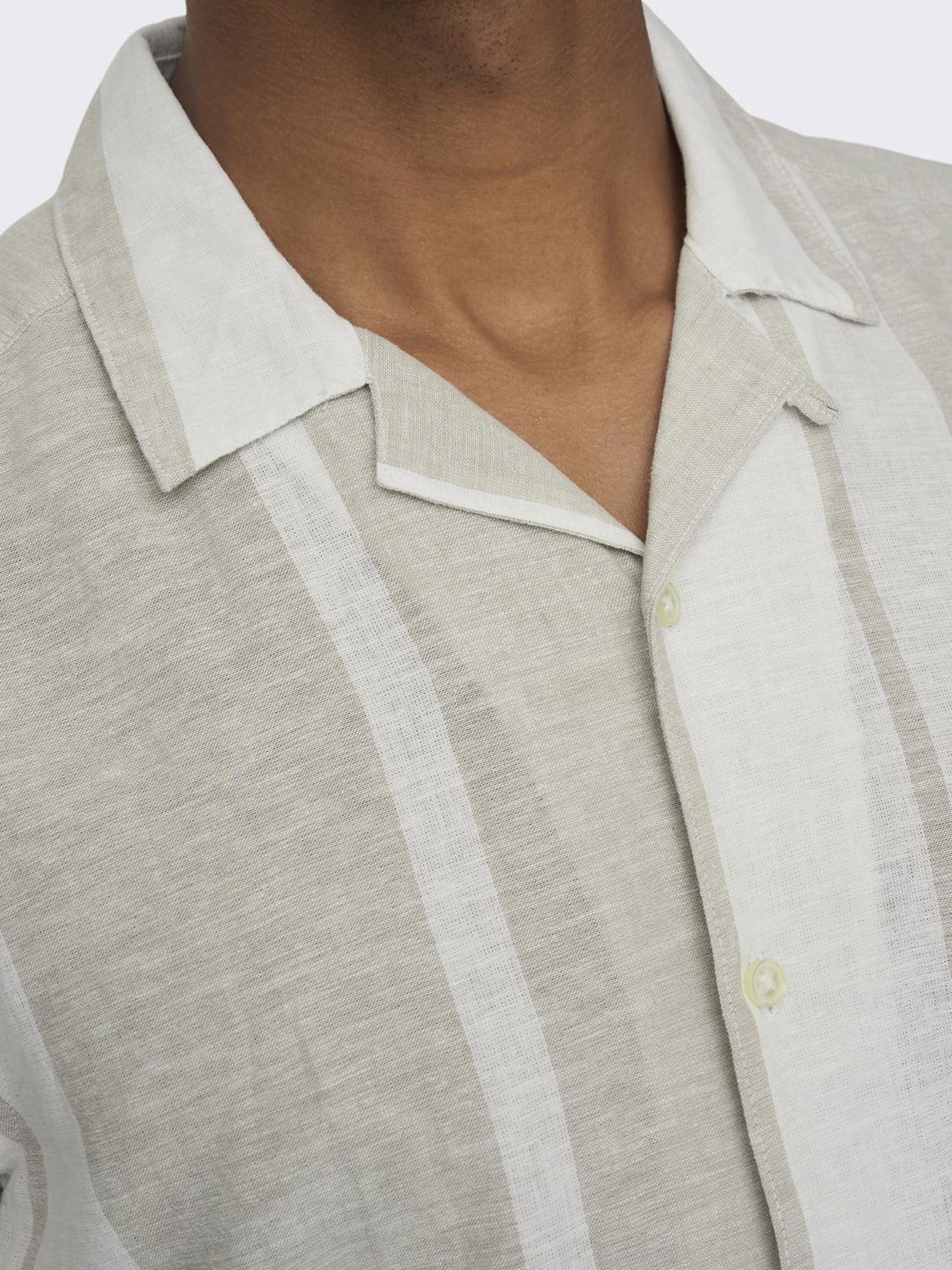 Only & Sons Onscaiden Camicia Lino Riga Cachi