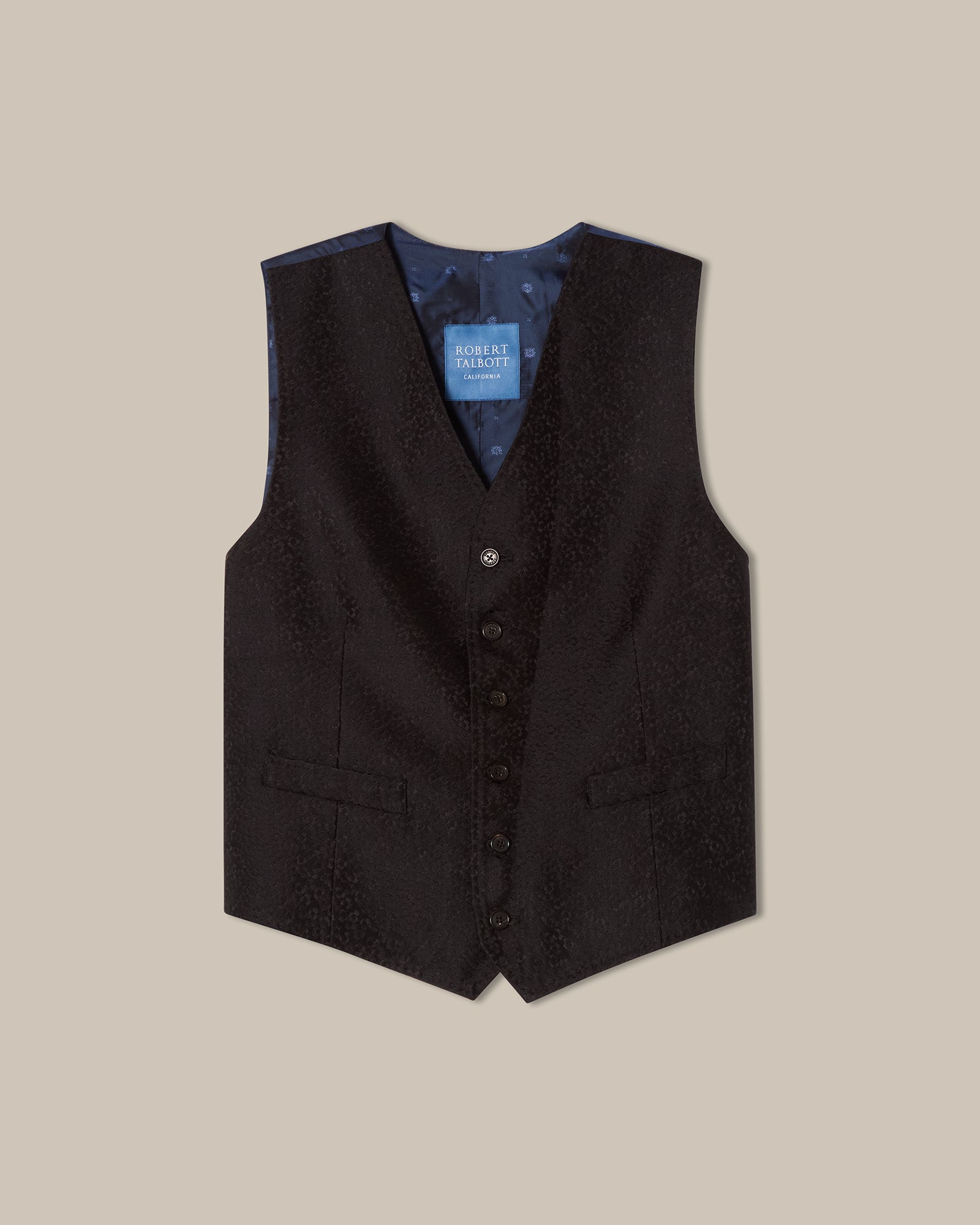 Robert Talbott Astaire gilet broccato lana seta nero 44