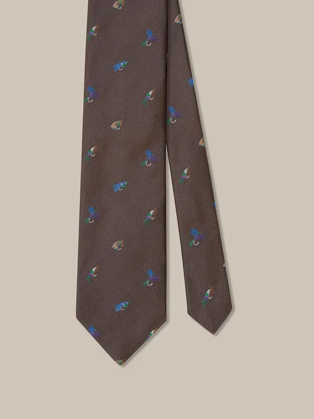 Robert Talbott Robert Fishing cravatta seta marrone REG