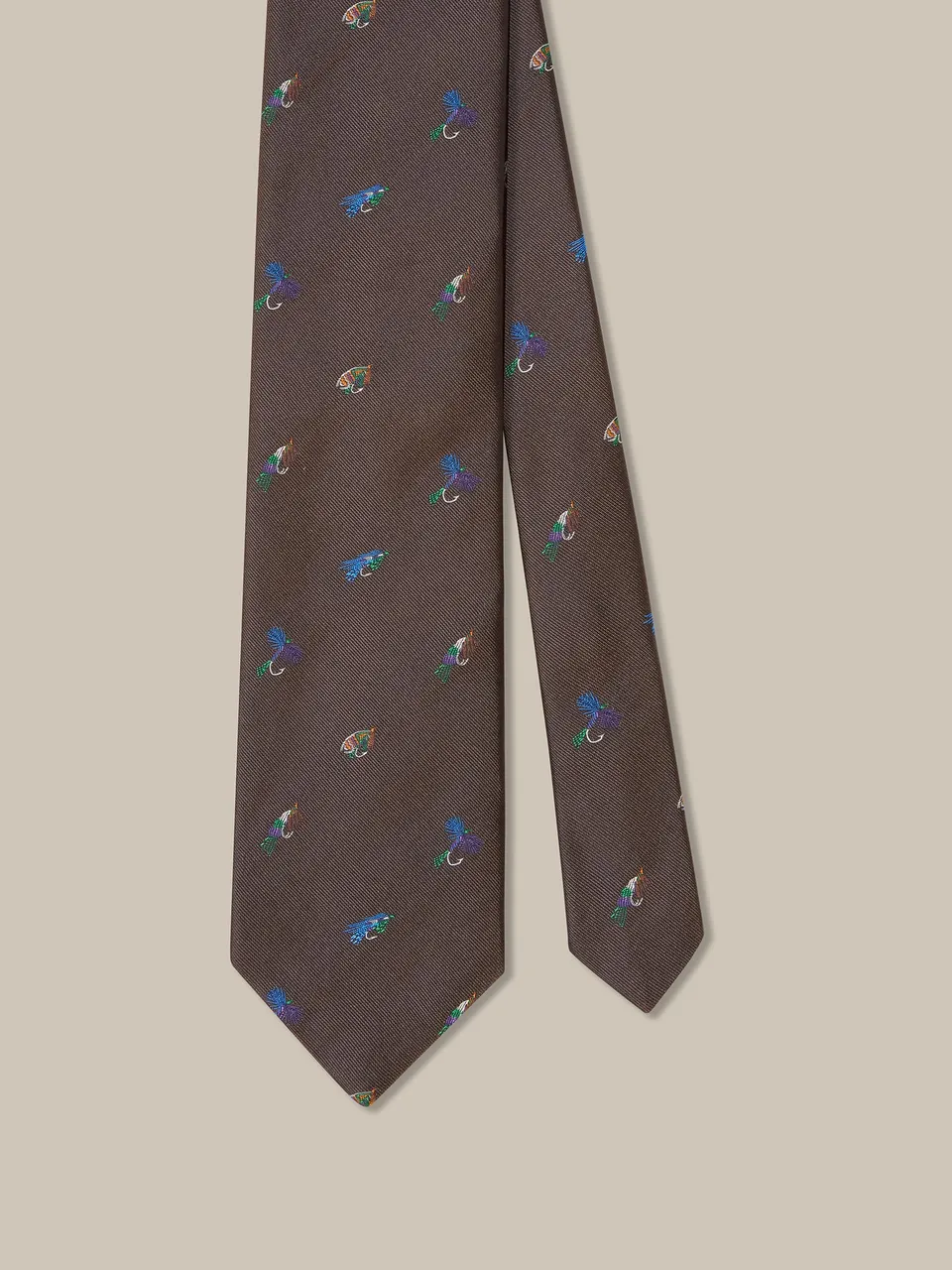 Robert Talbott Robert Fishing cravatta seta marrone REG