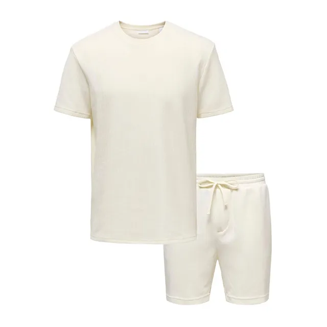Only & Sons Trey Life set t-shirt pantaloncini beige uomo